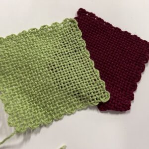 2 squares woven on a Zoom Loom