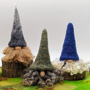 Colorful hand felted gnomes