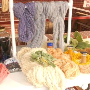 Skeins of colorful naturally-dyed yarns