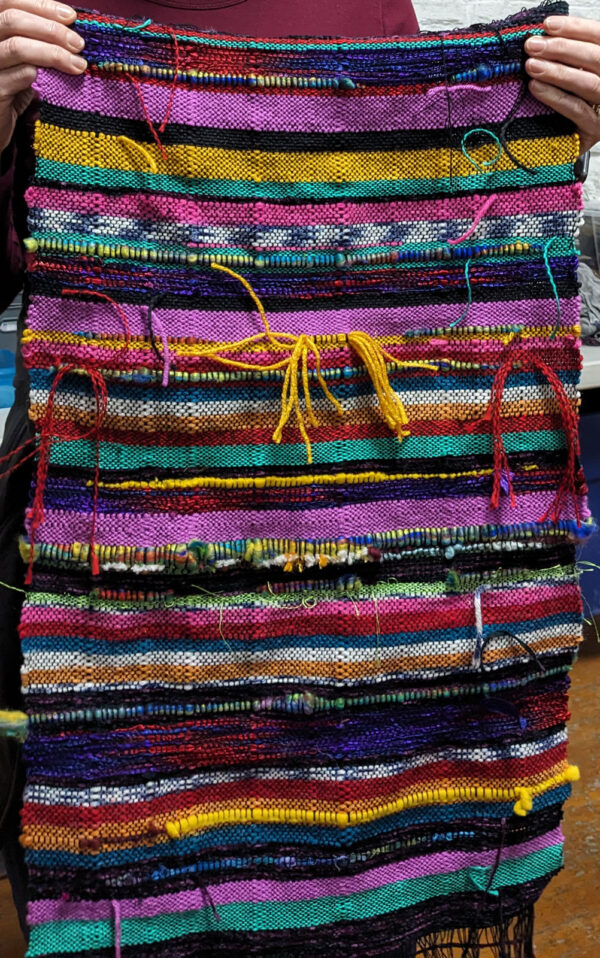 Colorful piece of freestyle weaving